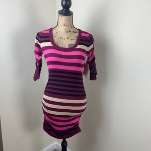 Cute Sweater Dress W/ Ruched Sleeves and Hip Sz S